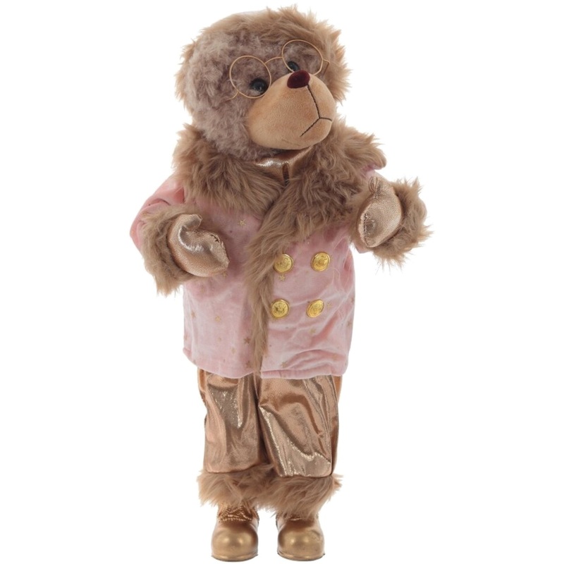 Изображение товара Мягкая игрушка Медвежонок 49 см в розовом пальто и меховой отделкой