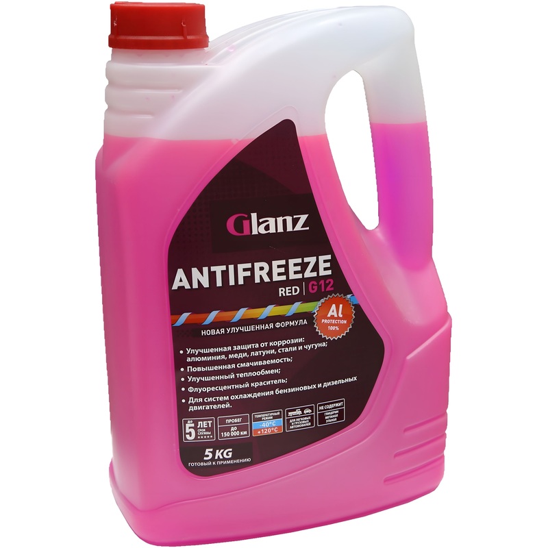 Изображение товара Антифриз Glanz G12 красный 5 кг для защиты систем охлаждения