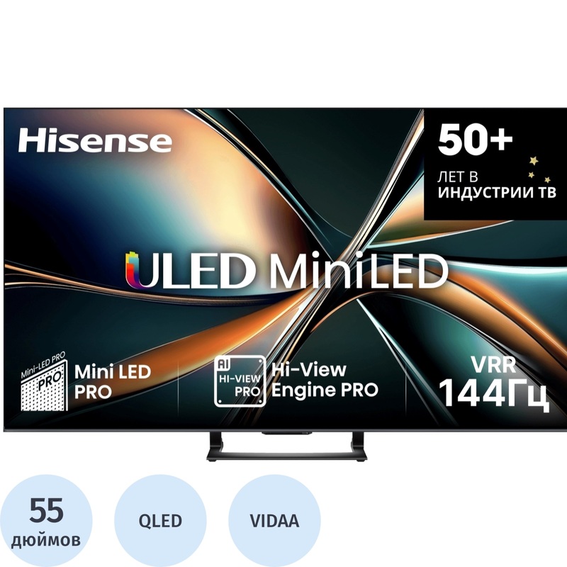 Изображение товара ЖК-телевизор Hisense 55U7Q Smart 4K Ultra HD Mini LED HDR Wi-Fi Bluetooth