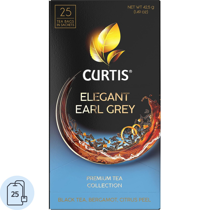 Изображение товара Чай черный Curtis Elegant Earl Grey 25 пакетиков с бергамотом Россия