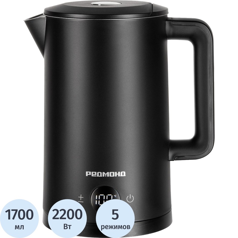 Изображение товара Электрический чайник Redmond KM245 чёрный с терморегулятором