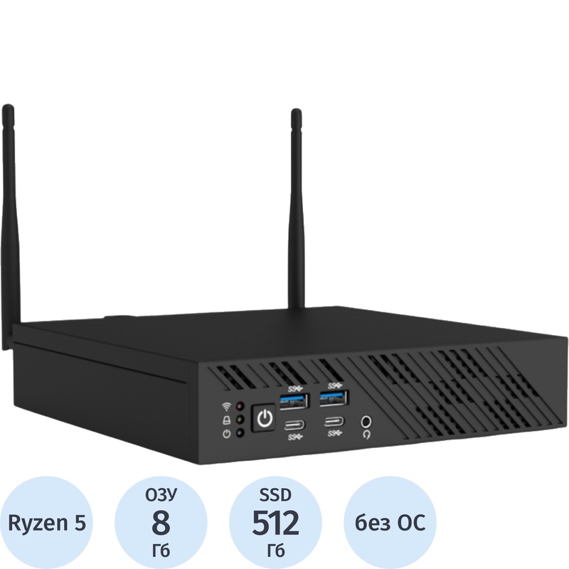 Изображение товара Неттоп Rikor USFF 102.1 RPC G3 U02A Ryzen 5 5600G/DDR4 8 ГБ/SSD 512 ГБ/без ОС (DABBD421)