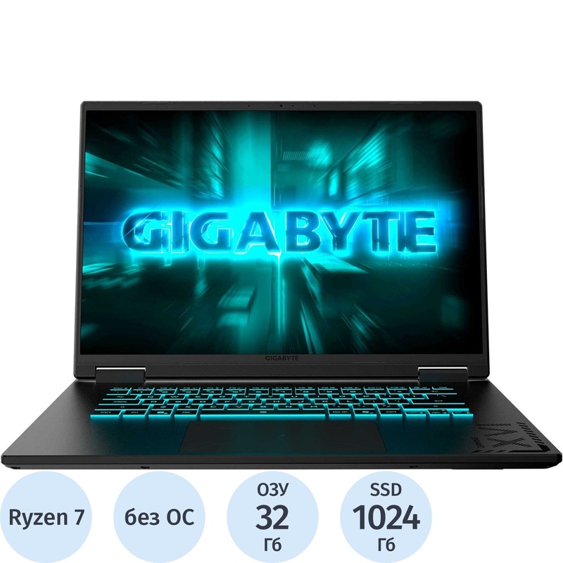 Изображение товара Ноутбук игровой Gigabyte GAMING A16 GA63H 16" чёрный AMD Ryzen 7 260/32 ГБ/SSD 1024 ГБ NVIDIA GeForce RTX 5060 (3WHK3KZ864SD)
