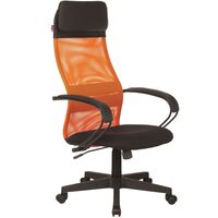 Уценка. Кресло для руководителя Easy Chair 655 TTW оранжевое/чёрное  (искусственная кожа/сетка/ткань, пластик). уц_меб