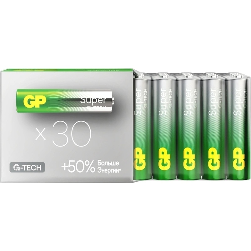 Изображение товара Батарейки ААА мизинчиковые GP 30 штук в упаковке - надежный источник питания