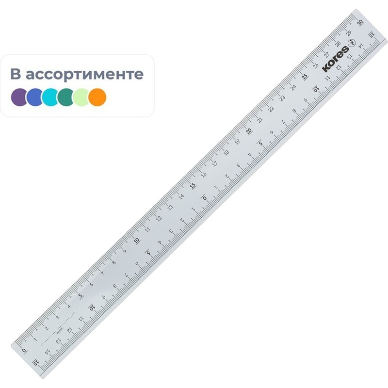 Изображение товара Линейка Kores 30 см прозрачная пластиковая для черчения и измерений