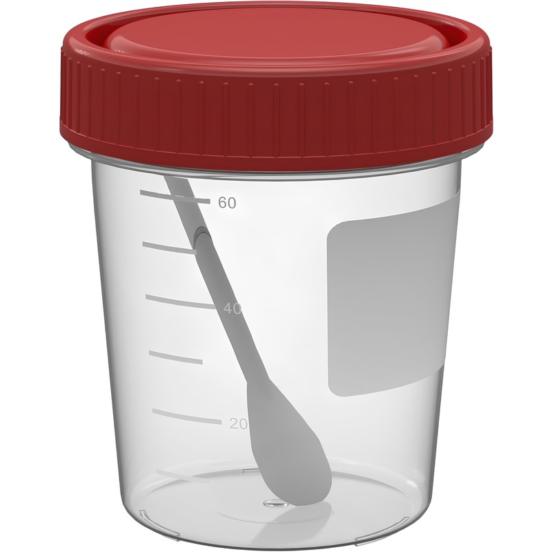 Изображение товара Контейнер для сбора биоматериалов Перинт стерильный с ложкой 60 мл (400 штук в упаковке)