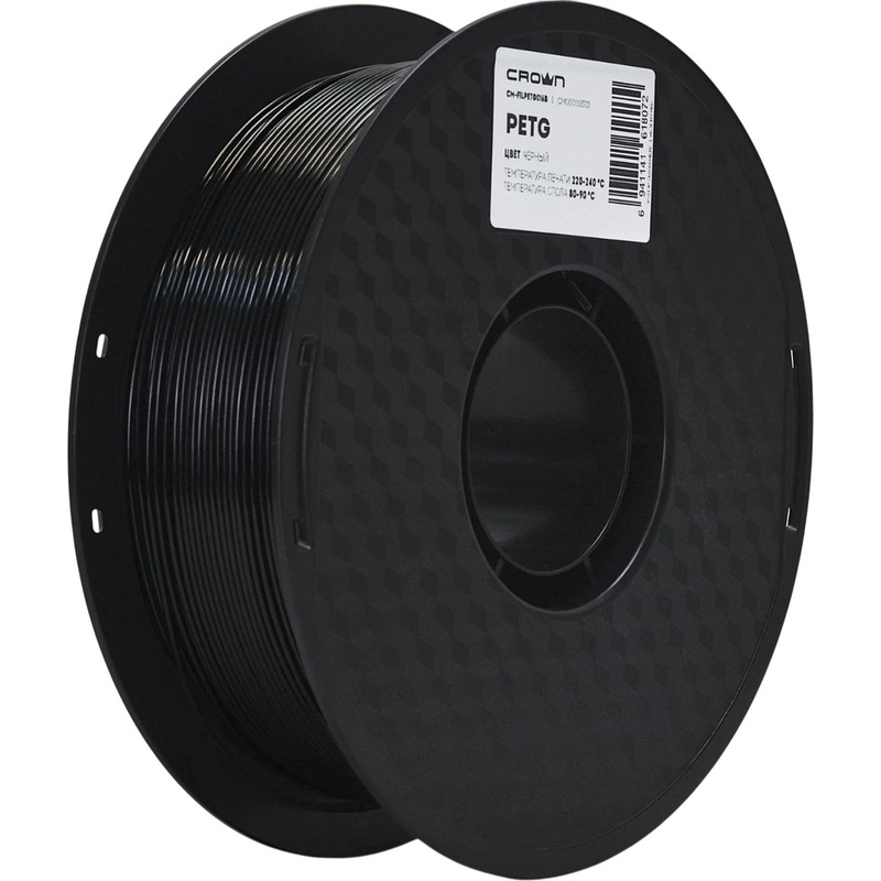 Изображение товара Пластик PETG для 3D-принтера Crown Micro чёрный 1.75 мм 1 кг