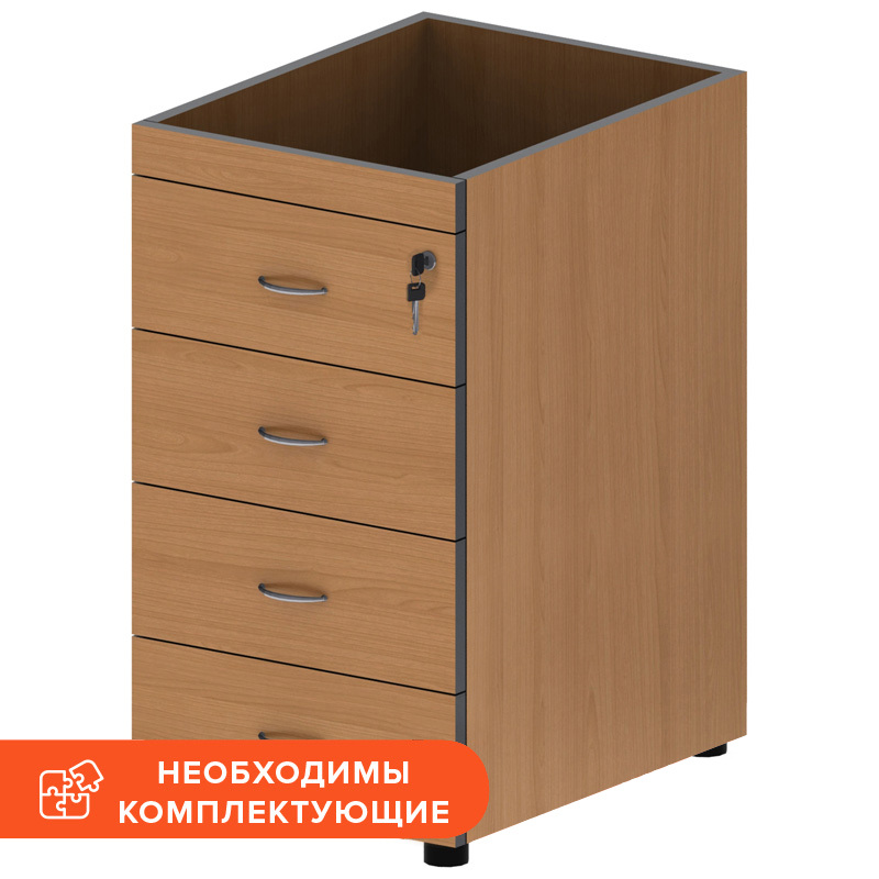 Изображение товара Тумба приставная Агат с замком, 4 ящика, ольха, 400x520x730 мм