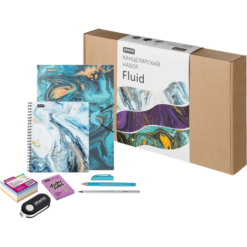 Изображение товара Канцелярский набор Attache Selection Fluid бирюзовый 7 предметов для работы и подарка
