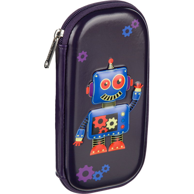Изображение товара Пенал односекционный Комус Класс 3D Robot фиолетовый пластиковый для школы и сада