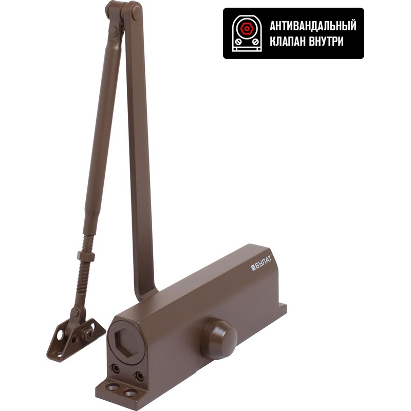 Изображение товара Доводчик дверной Булат 14931 до 180 кг коричневый для автоматического закрывания