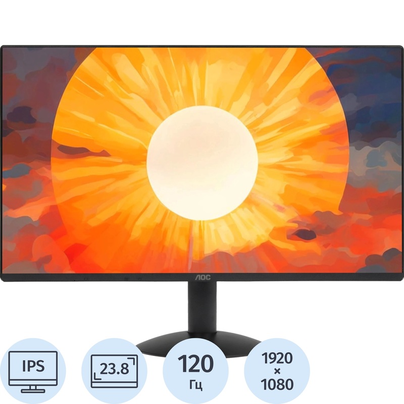 Изображение товара Монитор 23.8 IPS Full HD HDMI VGA 120 Гц AOC 24B30H3 черный