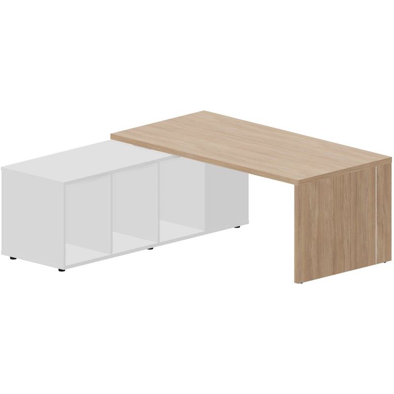 Изображение товара Стол руководителя Norman NR180TSGOWBLBL угловой с тумбой левый (дуб светлый/белый, 1800х1800х735 мм)