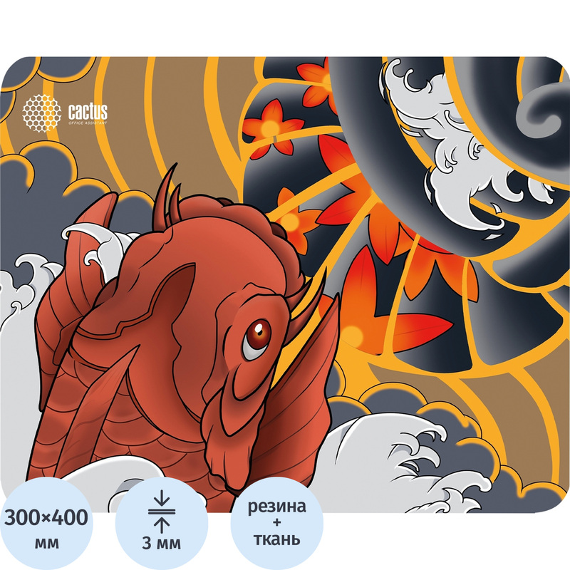 Изображение товара Коврик для мыши Cactus Fish CS-MP-PRO04XL с тканевой поверхностью и резиновым основанием