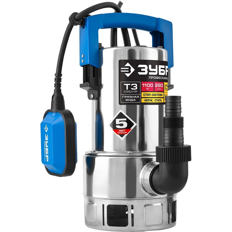 Изображение товара Насос дренажный для грязной воды Зубр Профессионал НПГ-Т3-1100-С 1100 Вт автоматический