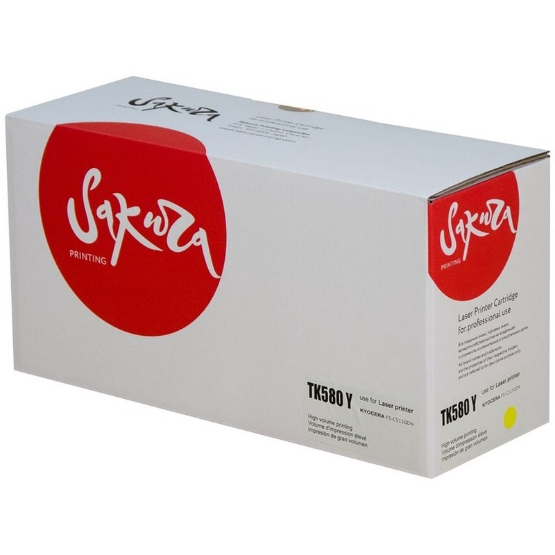 Изображение товара Лазерный картридж Sakura TK-580Y жёлтый для Kyocera совместимый