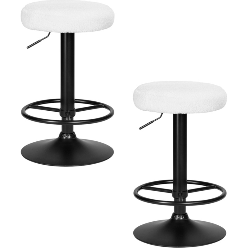 Изображение товара Табурет барный DOBRIN TEDDY BLACK белый/чёрный (букле, фанера, 2 штуки в упаковке)