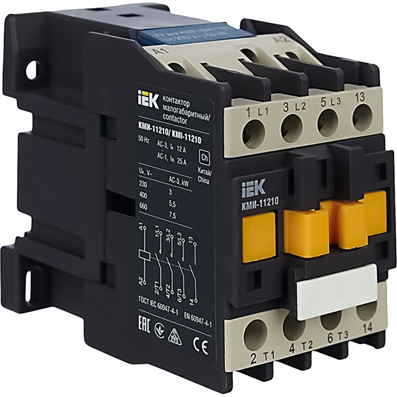 Изображение товара Контактор IEK КМИ-11210 3П 12А 10 кА (KKM11-012-230-10)