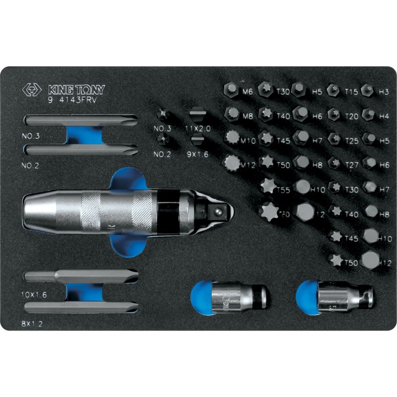 Изображение товара Отвертка ударная с набором бит 43 предмета 9-4143FRV King Tony