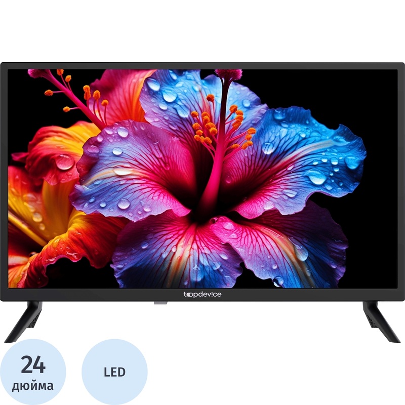 Изображение товара Телевизор 24 Topdevice TDTV24BN02H_BK HD компактный LED-дисплей 24 дюйма
