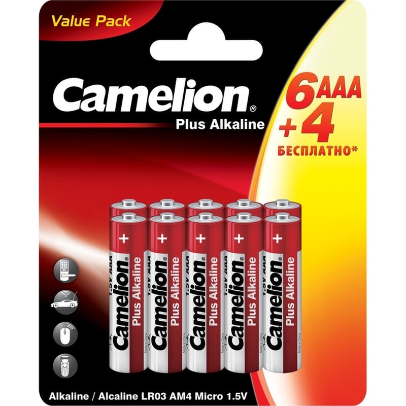 Изображение товара Батарейка AAA мизинчиковая Camelion Plus Alkaline 10 штук