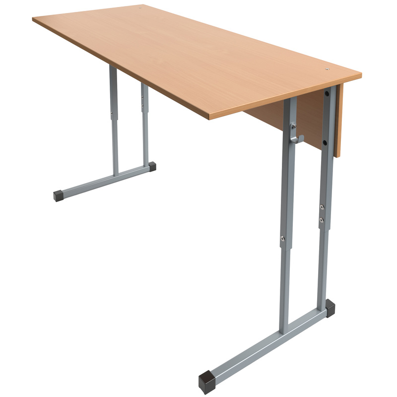 Изображение товара Ученический двухместный стол Школа бук серый рост 3-7 комплект 5 шт