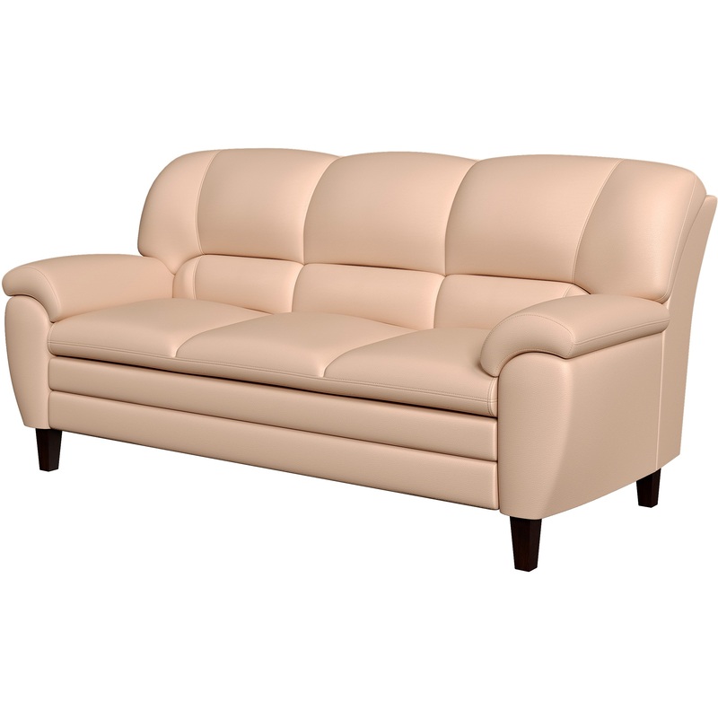 Изображение товара Диван трехместный Bayu бежевый из искусственной кожи классика комфорта