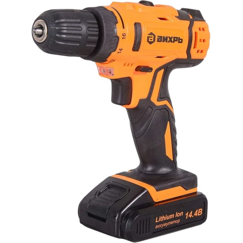 Изображение товара Дрель-шуруповёрт аккумуляторная Вихрь ДА-14Л-2KА (72/14/20)