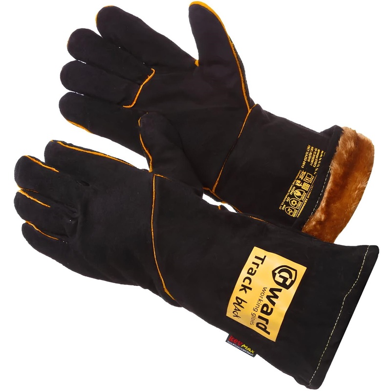 Изображение товара Краги спилковые Gward Track Black Zima утеплённые пятипалые чёрные (20 пар в упаковке)