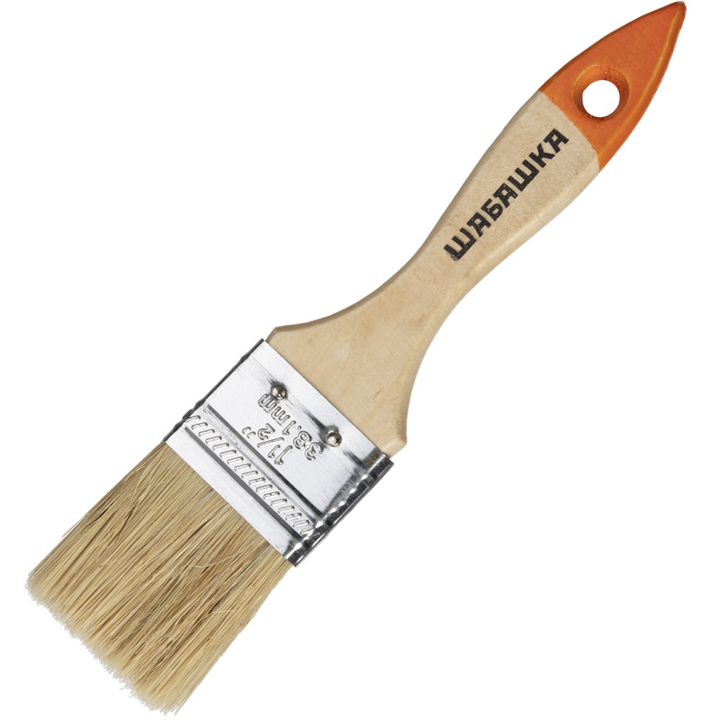 Изображение товара Кисть малярная плоская Шабашка №1.5 из натуральной щетины 38.1 мм (45968)