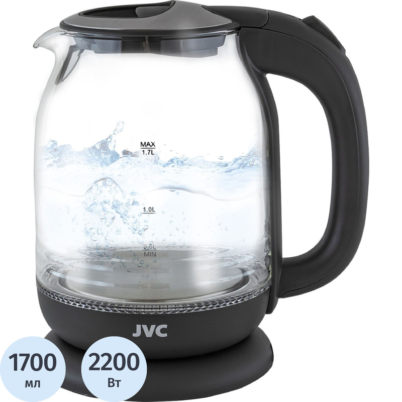 Изображение товара Электрический чайник JVC JK-KE1510 черный с подсветкой и фильтром от накипи