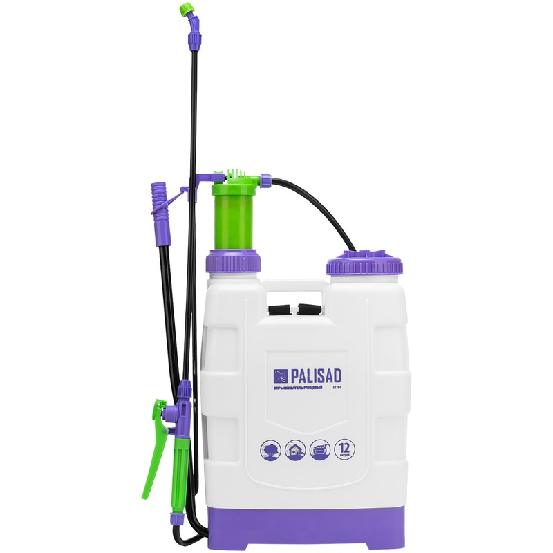 Изображение товара Опрыскиватель помповый PALISAD 12 л ранец с штангой и шлангом для сада и дома