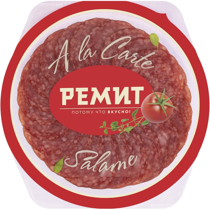Изображение товара Колбаса Ремит Salame сырокопчёная нарезка 80 г - вкусная закуска