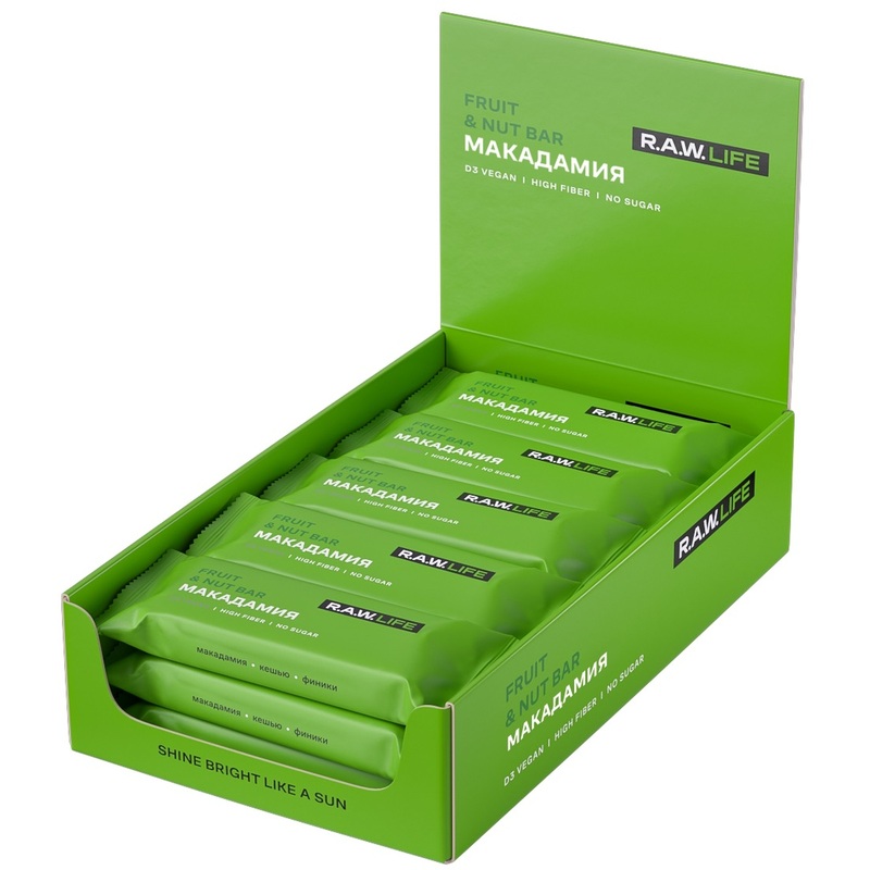 Изображение товара Батончик R.A.W.Life макадамия 15x47 г - без сахара и глютена