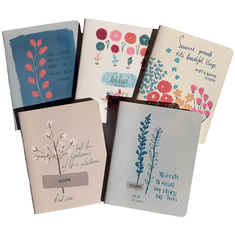 Изображение товара Тетрадь общая Kroyter Ботаника А5 48 листов в клетку на скрепке ( 5 штук в упаковке)