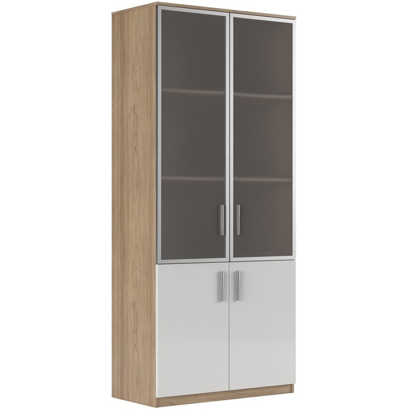 Изображение товара Шкаф для документов Asti с стеклом 900х450х2056 мм в цвете вяз/белый