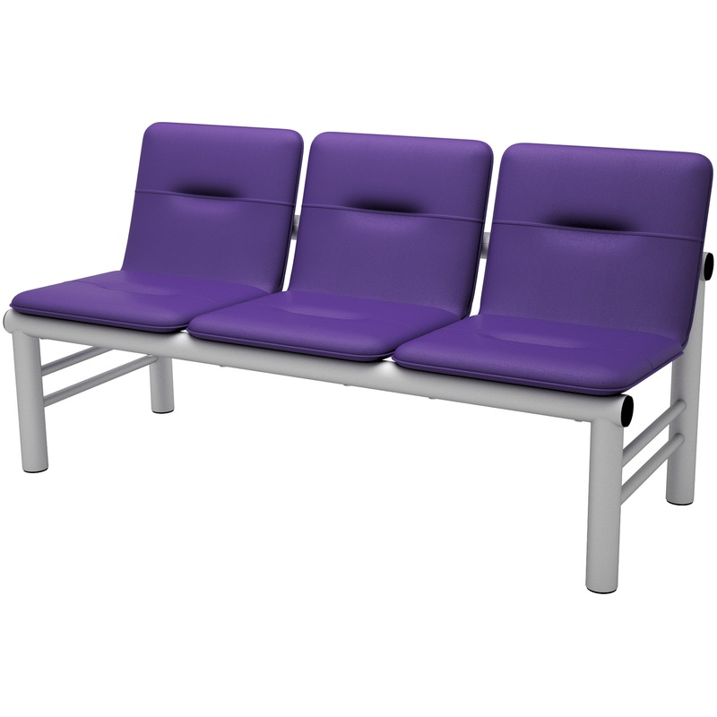 Изображение товара Многоместная секция Троя СМ 105UN-03 фиолетовая/алюминий муар (3 места, искусственная кожа/металл)