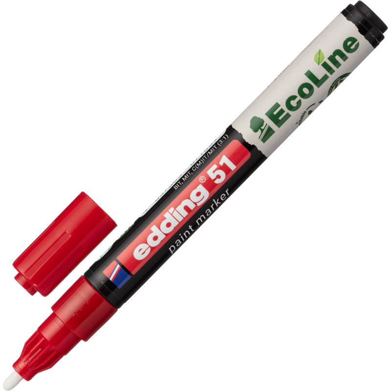 Изображение товара Промышленный лаковый маркер Edding водная основа красный 1-2мм 4-51-002