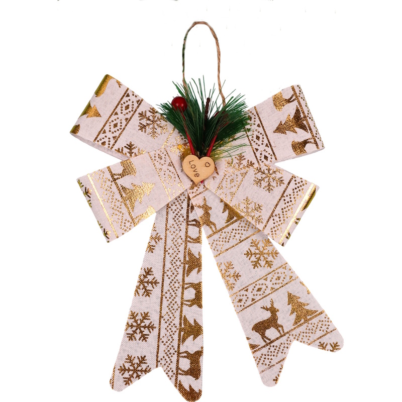 Изображение товара Новогодний золотистый бант Миленд 20 см для украшения елки и композиций