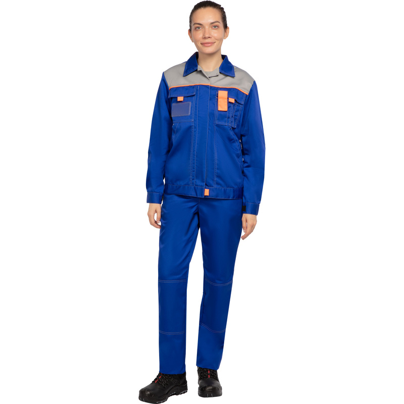 Изображение товара Костюм рабочий летний женский л10-КБР васильковый/серый/оранжевый (размер 96-100 (48-50), рост 170-176)