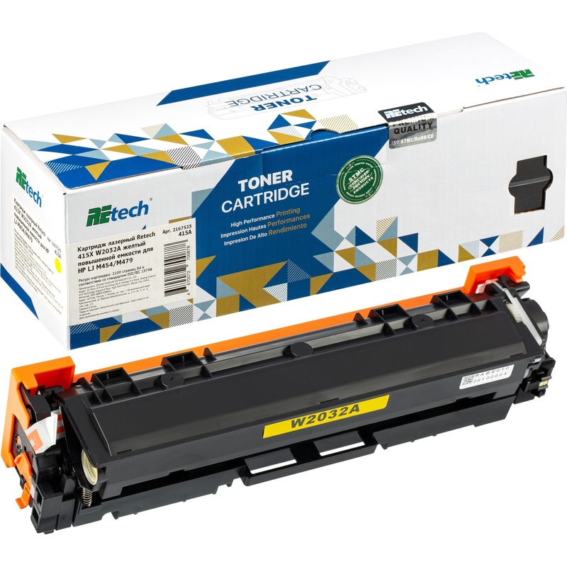 Изображение товара Картридж лазерный Retech 415A W2032A для HP жёлтый совместимый 2100 страниц