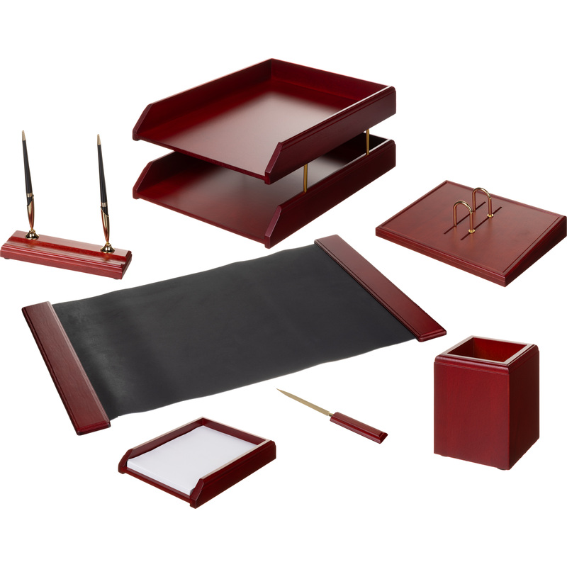 Изображение товара Настольный набор из дерева красное дерево 7 предметов для офиса и дома