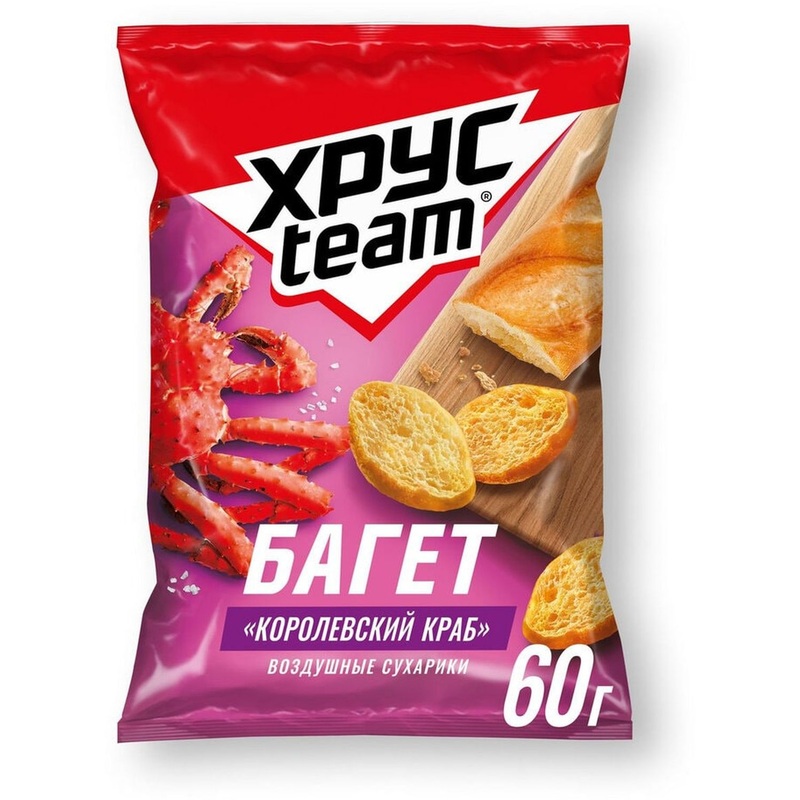 Изображение товара Сухарики Хрустим багет со вкусом королевского краба 60 г