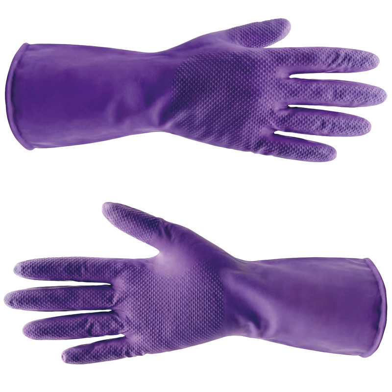 Изображение товара Перчатки нитриловые Paclan с хлопковым напылением фиолетовые (размер 9, L, 2 пары в упаковке)