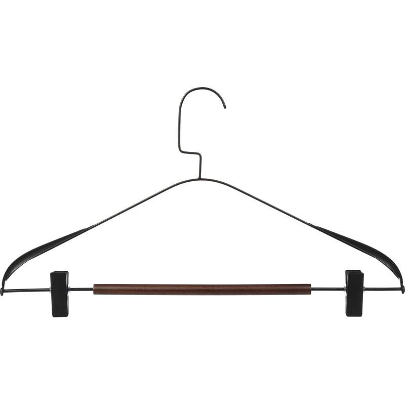 Изображение товара Вешалка-плечики Комус Мебель MH014 из металла и дерева черная 42см