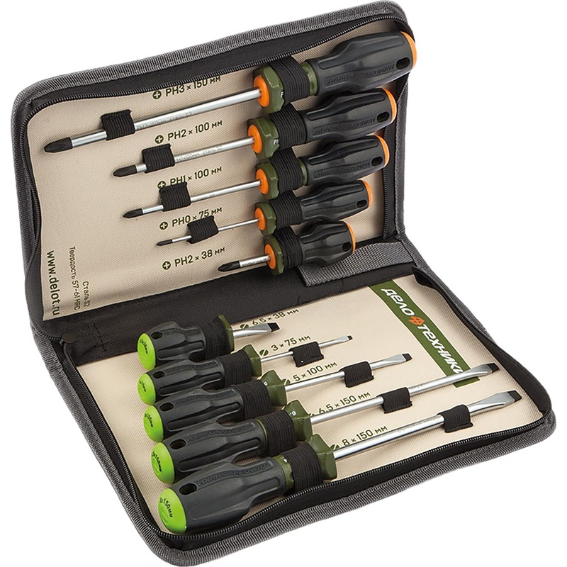 Изображение товара Набор отвёрток Дело Техники 728100 10 шт. из инструментальной стали