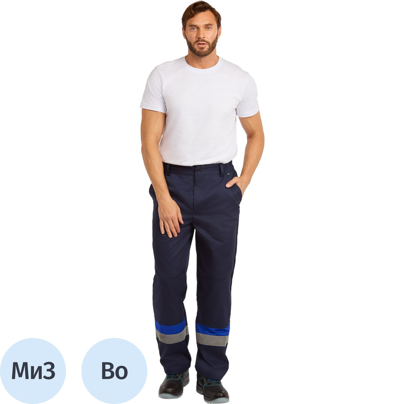 Изображение товара Брюки рабочие летние мужские Ларга с СОП синие размер 60-62
