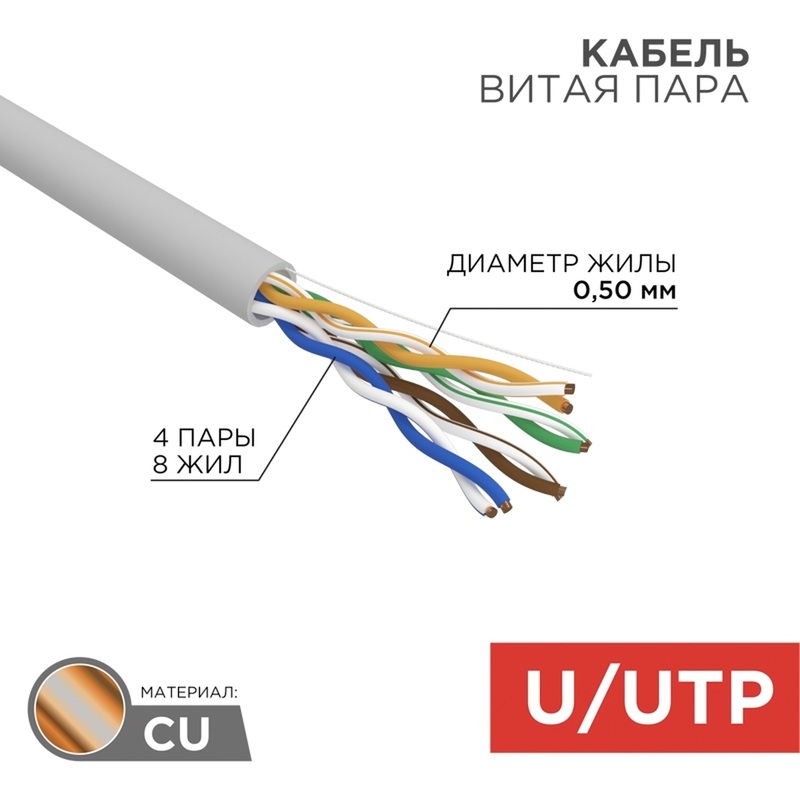 Изображение товара Кабель витая пара Rexant 01-0069 cat 5е 305 м