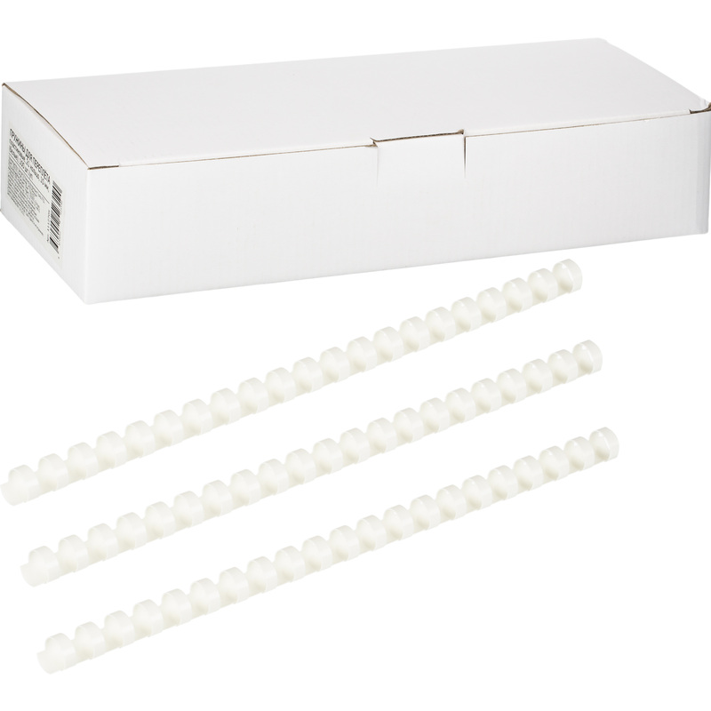 Изображение товара Пружины для переплета пластиковые 21 кольцо 10 мм белые 100 шт